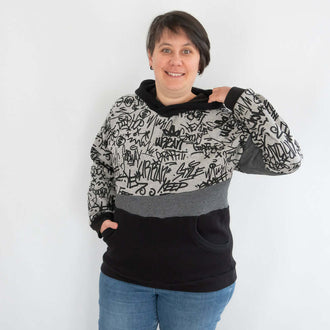 Sweat mixte, XS au 3XL, 2 statures - Kiwi avec motif original et capuche, patron de couture pdf à télécharger