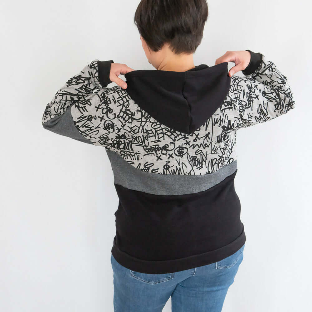 Sweat mixte, XS au 3XL, 2 statures - Kiwi avec capuche et motif original, patron de couture pdf à télécharger