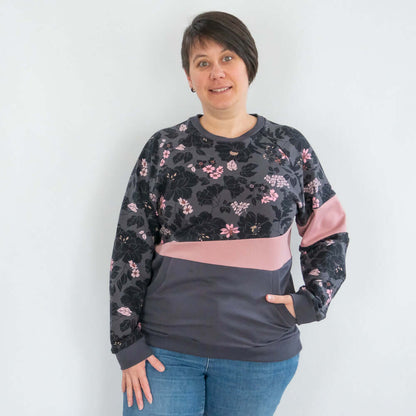 Sweat mixte, XS au 3XL, 2 statures - Kiwi, patron de couture pdf à télécharger, avec manches raglan, design original.