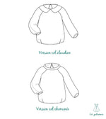 Illustration des variations col Claudine et col Cheminée du Sweat niki - Femme, patron de couture pdf à télécharger.