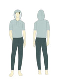 Illustration du T-shirt - S/XXL - MISTERO, patron de couture PDF à télécharger, niveau intermédiaire, tailles S à XXL, homme et femme.