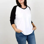 T-shirt Tao Pack Famille pour femmes, confortable et moderne, patron de couture pdf à télécharger, manches ¾ noires.