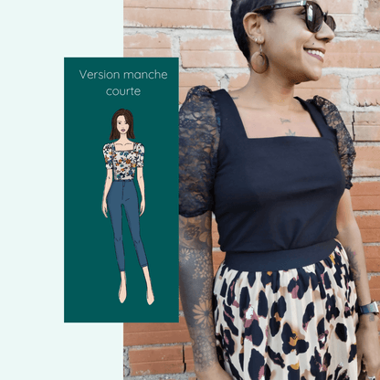 Top Akalat en version manches courtes, un haut chic et tendance, parfait pour coudre avec aisance.