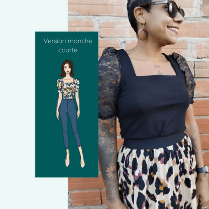 Top Akalat en version manches courtes, un haut chic et tendance, parfait pour coudre avec aisance.