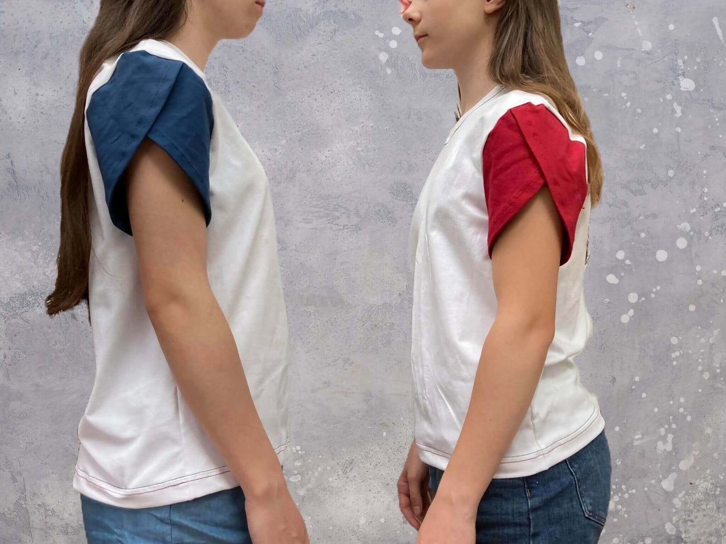 Top Chouchou sewing pattern featuring stylish color-blocked sleeves for versatile design options.