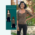 Top Impala avec décolleté arrondi et version manches longues, modèle féminin en maille, couture de 32 à 52.