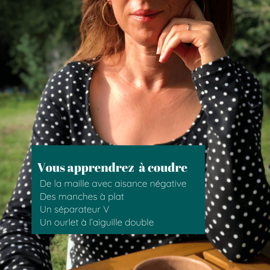 Top Impala en maille avec un décolleté arrondi, présentant des techniques de couture comme l'aiguille double.