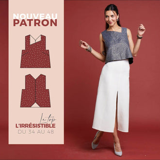 Patron de couture PDF à télécharger pour Top L'Irrésistible - T34 à 48, collection Que la fête commence, tenue festive élégante.