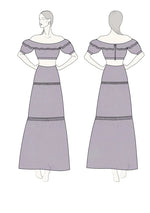 Illustration du "Top et jupe longue style bohème - XS/XL - EL PASION", patron de couture pdf à télécharger