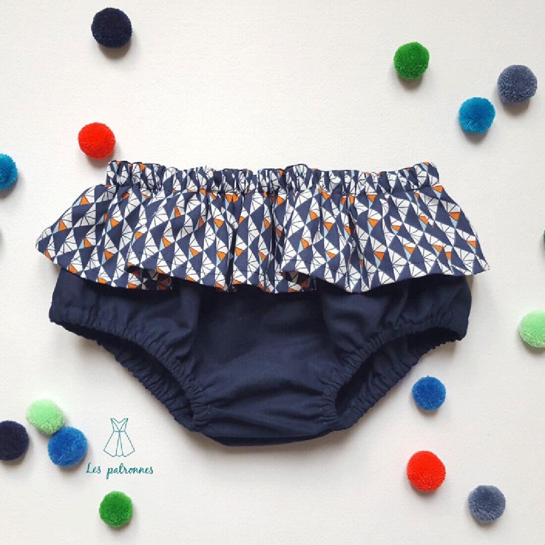 Trio de Bloomers - patron de couture PDF à télécharger avec volant, bloomers bébé confortable et facile, parfait pour cadeau naissance.