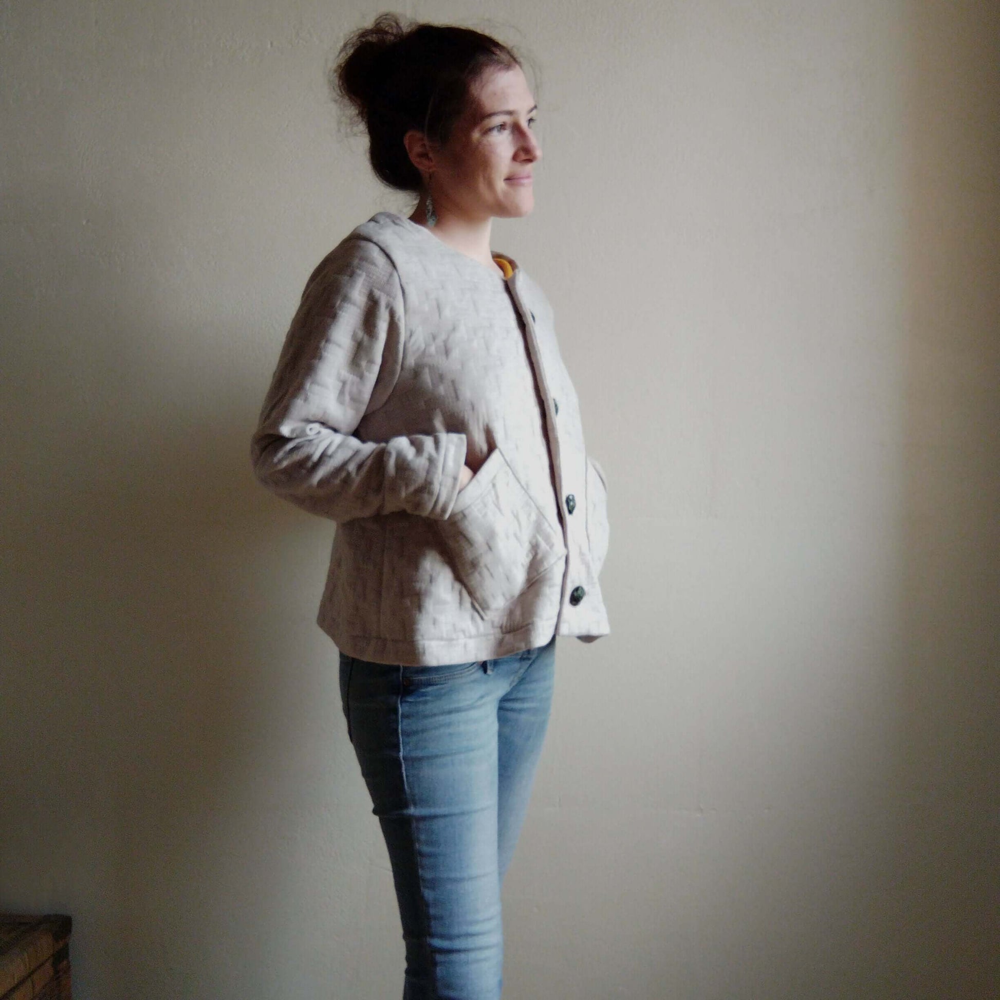 Veste "Camur" du 32 au 60 non doublée, coupe trapèze, col modulable, patron de couture pdf à télécharger.