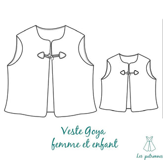 Illustration des patrons de couture pdf à télécharger pour la Veste de Berger Goya - Femme et enfant, tailles 34 à 48