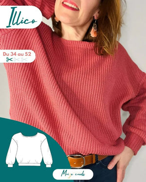 le Pull ILLICO du 34 au 52, pull loose facile à coudre, patron pdf à télécharger.