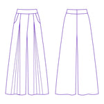 Dessin technique Pantalon - XXS-/XL - VINTAGE CADILAC, patron de couture PDF à télécharger, niveau intermédiaire, tailles XXS à XL.