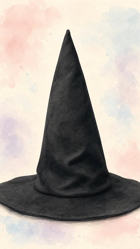 Chapeau de sorcier pointu en sergé de coton noir avec large bord, à coudre soi-même — patron de couture PDF gratuit à télécharger
