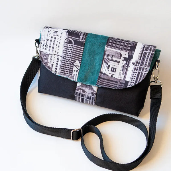 Grande pochette Safran, avec rangements intégrés et anse amovible — patron de couture PDF à coudre soi-même