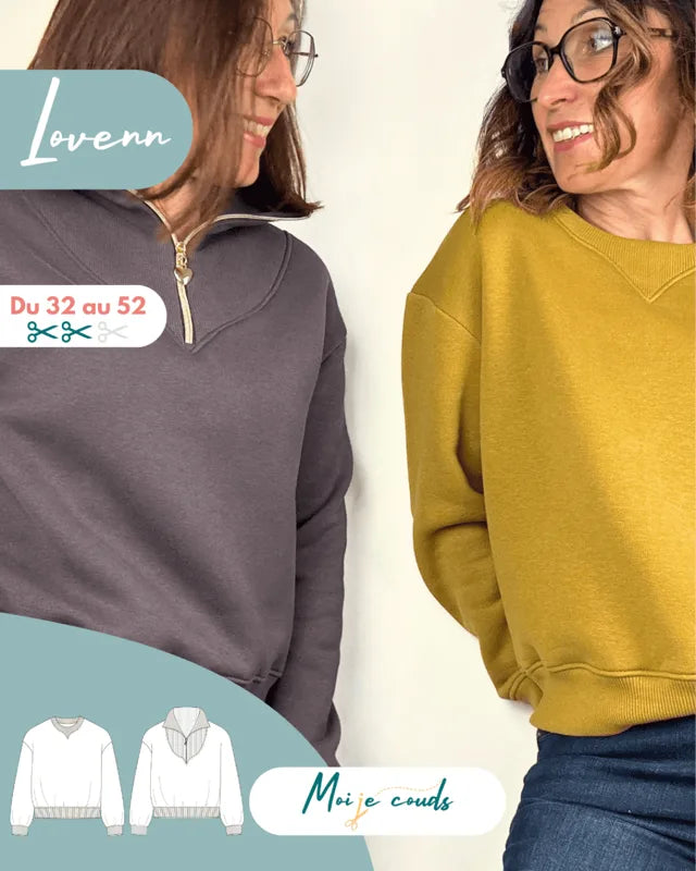 Le sweat Lovenn du 32 au 52 — patron de couture PDF à coudre soi-même