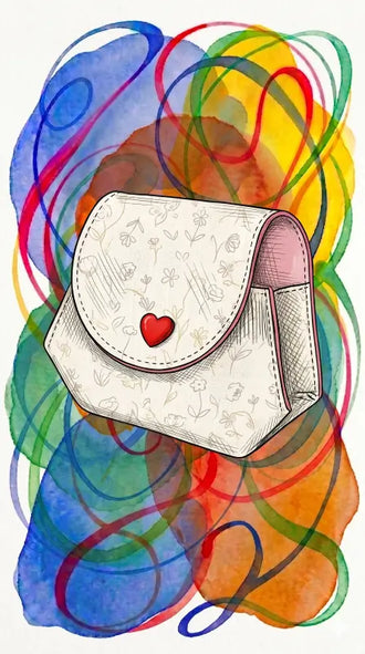 Patron PDF P’tit Porte-Monnaie sur fond coloré, projet couture facile et rapide avec des chutes de tissu. Patron de couture PDF à télécharger.