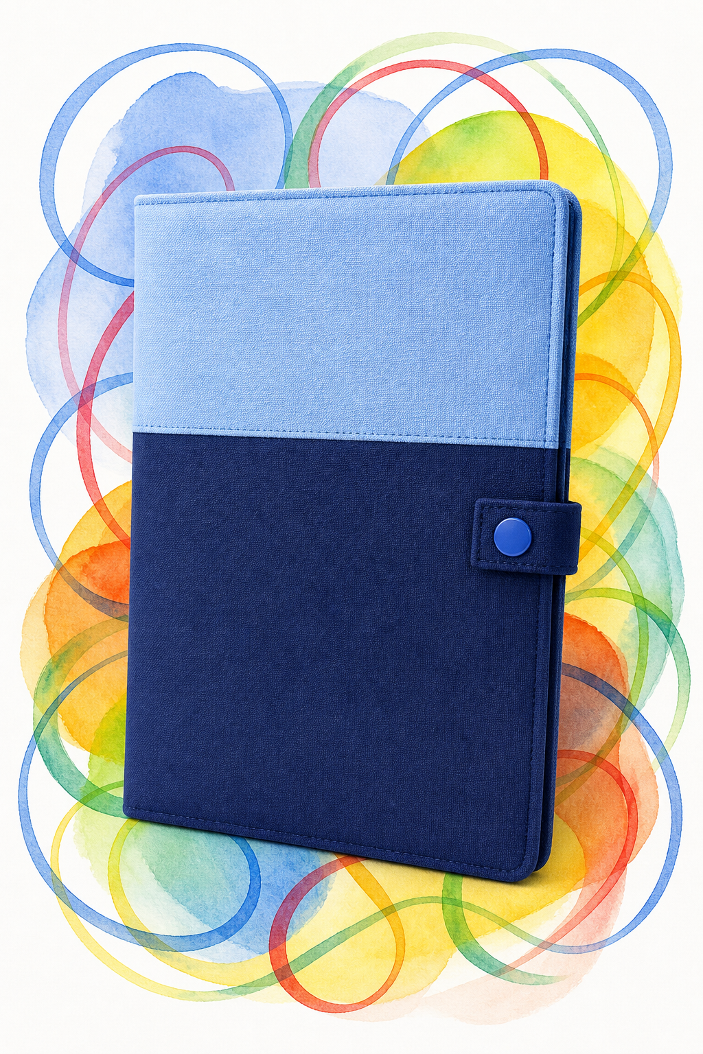 Protège carnet de santé en tissu bleu avec patte de fermeture et bouton pression, patron PDF gratuit.