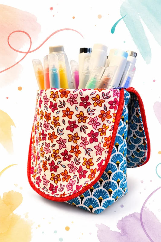 Porte-crayons textile transformable - patron PDF gratuit Le Papa de Jojo