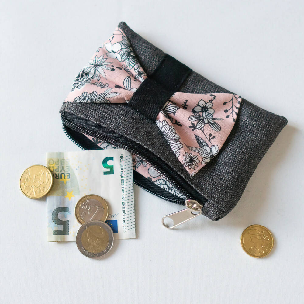 Pochette et porte-monnaie avec nœud, 2 formats – Groseille