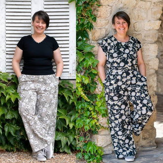 Combinaison, pantalon, 34 au 56, 4 statures – Vanille, patron de couture pdf à télécharger, modèle en textile floral.
