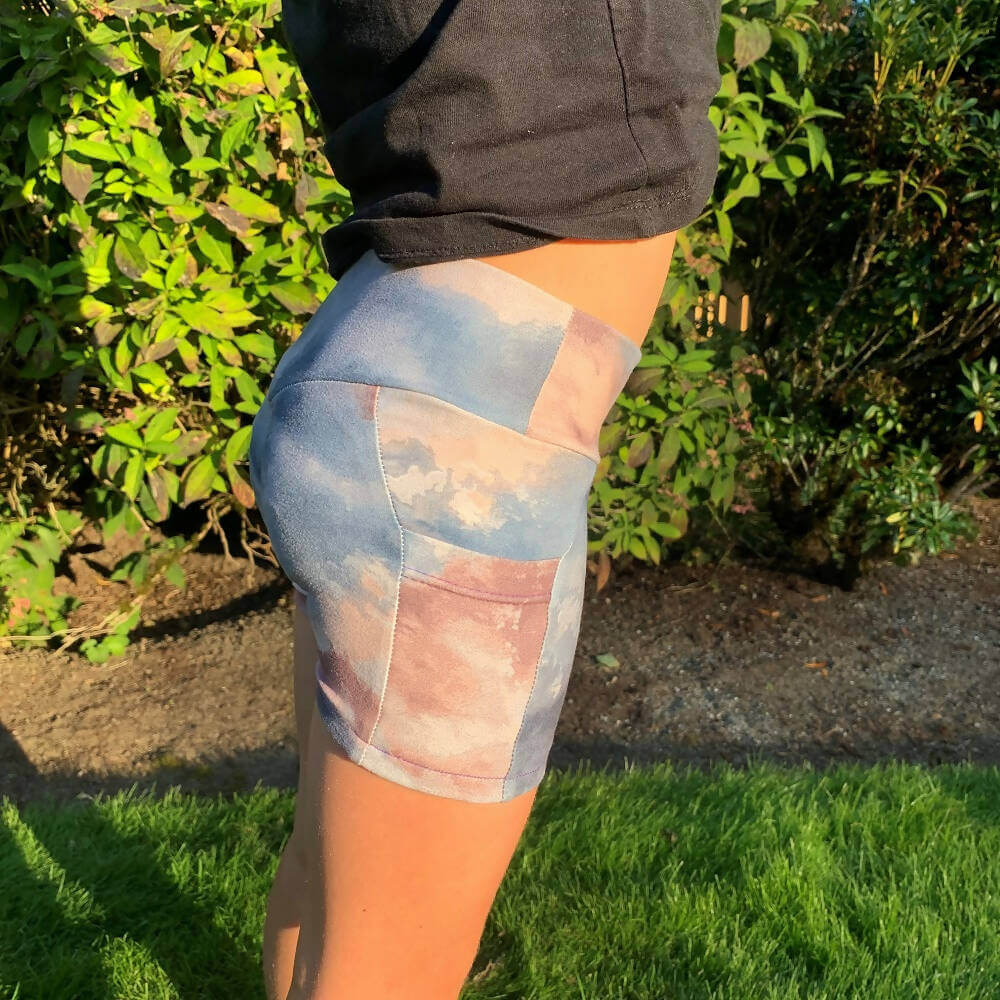 Duo KIM - legging pour femmes (34-54) et filles (2-16 Ans), patron de couture pdf à télécharger, poche arrière, motif ciel.