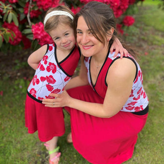 Duo SANDY - Robe cache coeur pour femmes (34 à 54) et filles (2 à 16 Ans), patron de couture pdf à télécharger, tenue estivale duo mère-fille.