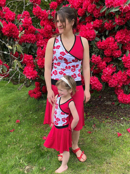 Duo SANDY - Robe cache coeur pour femmes (34 à 54) et filles (2 à 16 Ans), patron de couture pdf à télécharger, tenue détente été