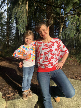 Patron de couture pdf à télécharger Duo VANOU - Le top pour femmes (34 au 54) et filles (2 à 16 Ans) manches kimono en extérieur.