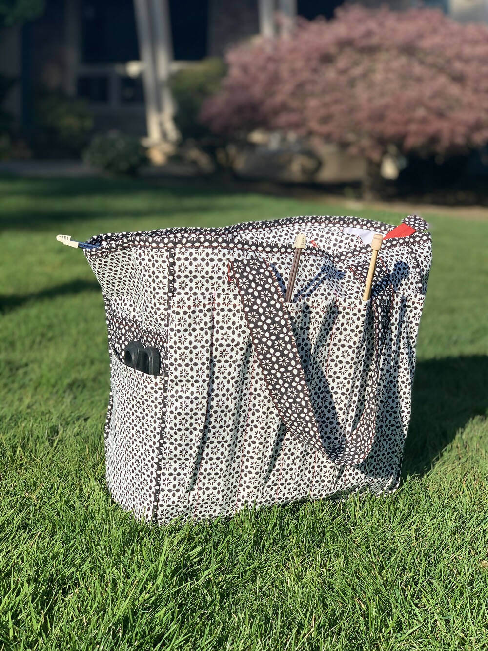 GRAND-MAMAN - Sac de tricot 35cm x 35cm x 20cm avec poches, idéal pour laine et accessoires, patron de couture pdf à télécharger