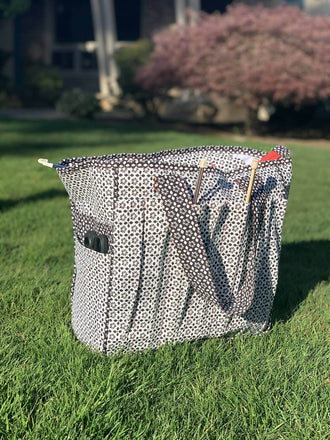 GRAND-MAMAN - Sac de tricot 35cm x 35cm x 20cm avec poches, idéal pour laine et accessoires, patron de couture pdf à télécharger