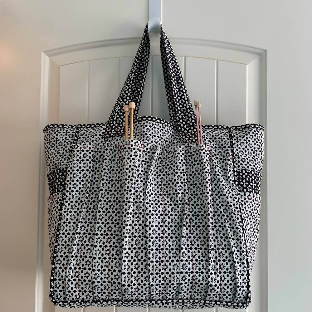 GRAND-MAMAN - Sac de tricot 35cm x 35cm x 20cm avec poches pour aiguilles à tricoter, idéal pour patron de couture pdf à télécharger.