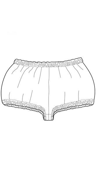 Illustration du Le Bloomer Bébé, patron de couture pdf à télécharger, facile à coudre pour les bébés de 0 à 24 mois.