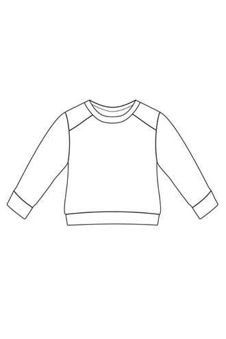 Illustration du patron de couture PDF à télécharger pour Le Sweat Venaco pour bébés et enfants, tailles de 12 mois à 10 ans.
