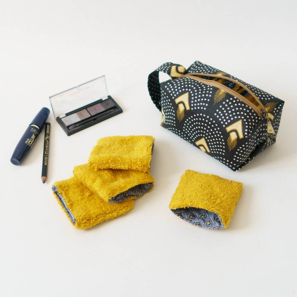 Lingette gant biface lavable, zéro déchet – Cetera et accessoires de maquillage avec patron de couture pdf à télécharger.