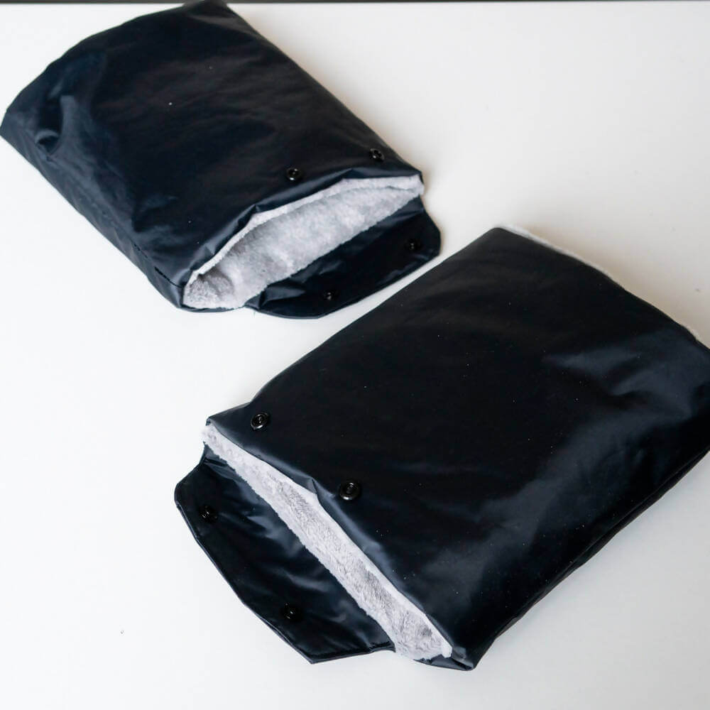 Moufles pour poussette à 2 poignées – Tandem noir, idéal pour garder les mains chaudes, patron de couture pdf à télécharger