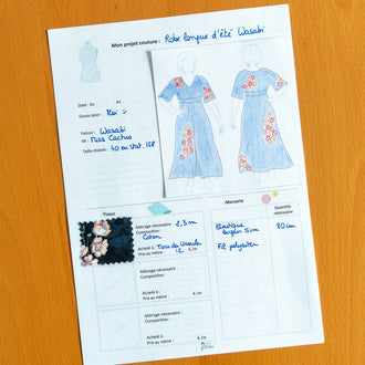 Organiseur de projets couture Miss Cactus avec patron de couture pdf à télécharger pour planification de conceptions de vêtements.