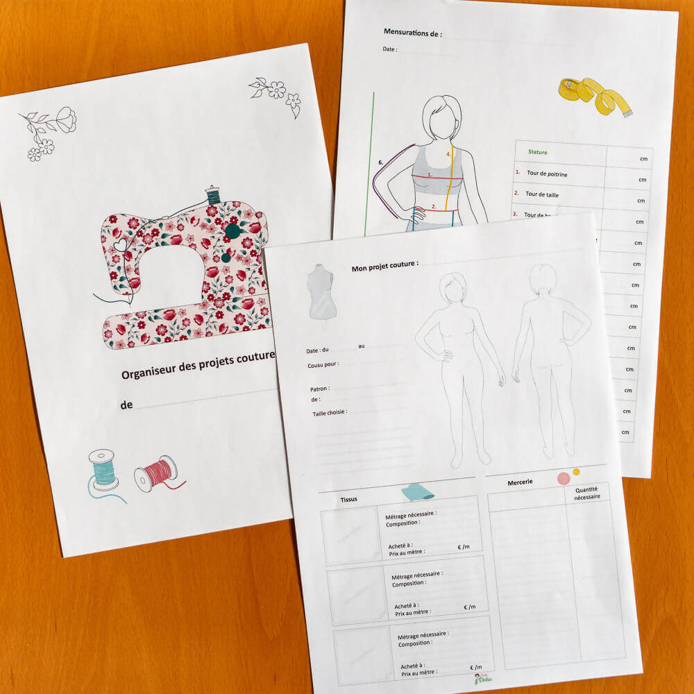 Organiseur de projets couture Miss Cactus avec patron de couture pdf à télécharger, conçu pour planifier vos projets couture.