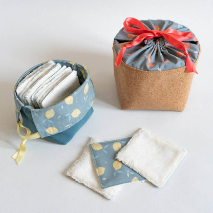 Panière refermable et lingettes, 2 formats – Citron, patron de couture pdf à télécharger, zéro déchet, pratique et portable.