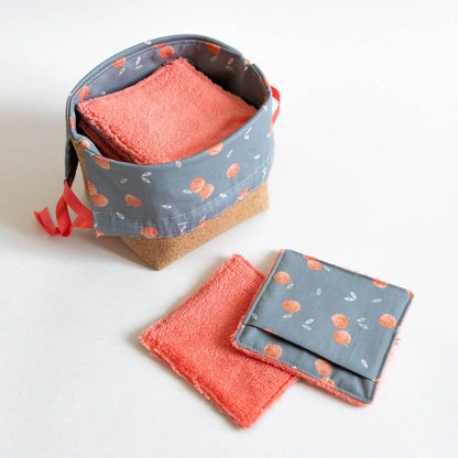 Panière refermable et lingettes, 2 formats – Citron en tissu lavable, patron de couture PDF à télécharger.