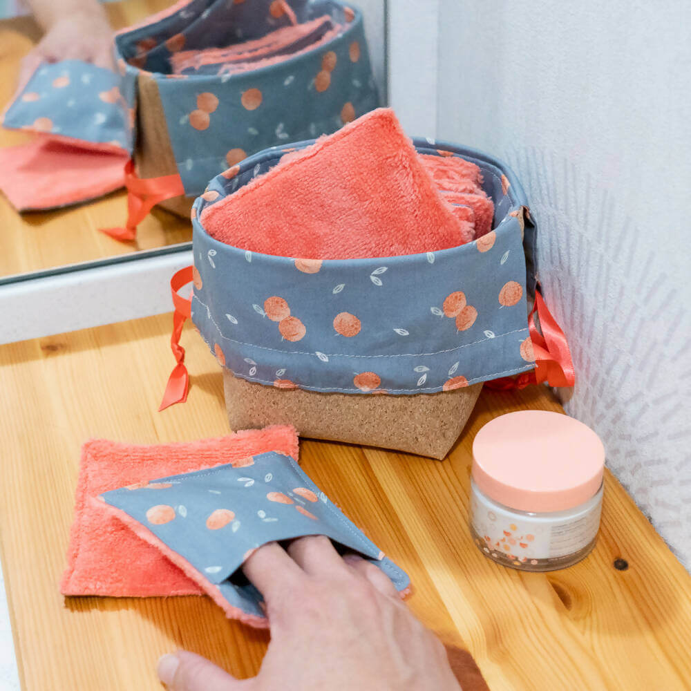 Panière refermable et lingettes, 2 formats – Citron, patron de couture PDF à télécharger pour zéro déchet.