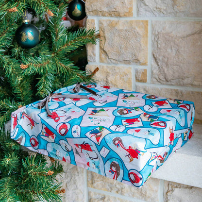 Pochette cadeaux, 4 formats – Surprise! sous le sapin, idéale pour patron de couture pdf à télécharger, réutilisable et élégante.