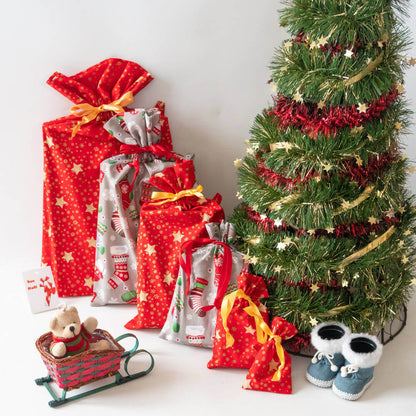 Pochette cadeaux zéro déchet, 6 formats – Oooh! sous un sapin, patron de couture pdf à télécharger, emballage réutilisable en tissu.