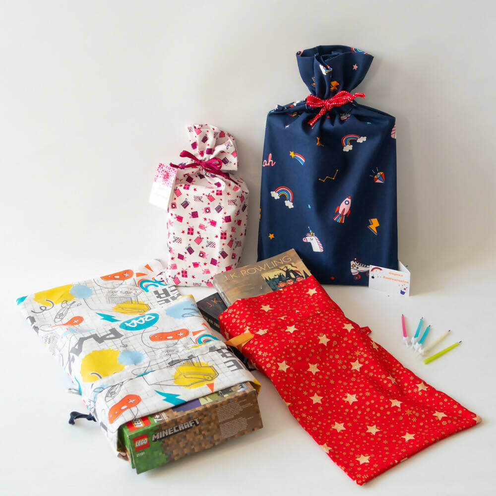 Pochette cadeaux zéro déchet, 6 formats – Oooh!, patron de couture pdf à télécharger, pochette en tissu réutilisable éco-responsable