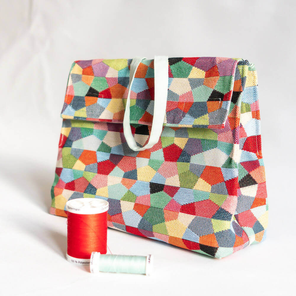 Pochette, pochette cadeau, 4 tailles – Curcuma, patron de couture pdf à télécharger, modèle coloré avec bobines de fil.