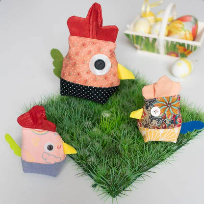 Poule de Pâques, 2 tailles – Suzette, patron de couture pdf à télécharger, décoration ludique et DIY pour Pâques en tissu recyclé
