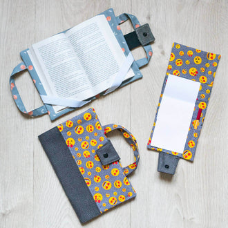 Protège carnet et livre, 8 formats et sur-mesure – Réglisse avec patron de couture pdf à télécharger, protège pages ouvertes.