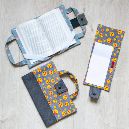 Protège carnet et livre, 8 formats et sur-mesure – Réglisse avec patron de couture pdf à télécharger, protège pages ouvertes.