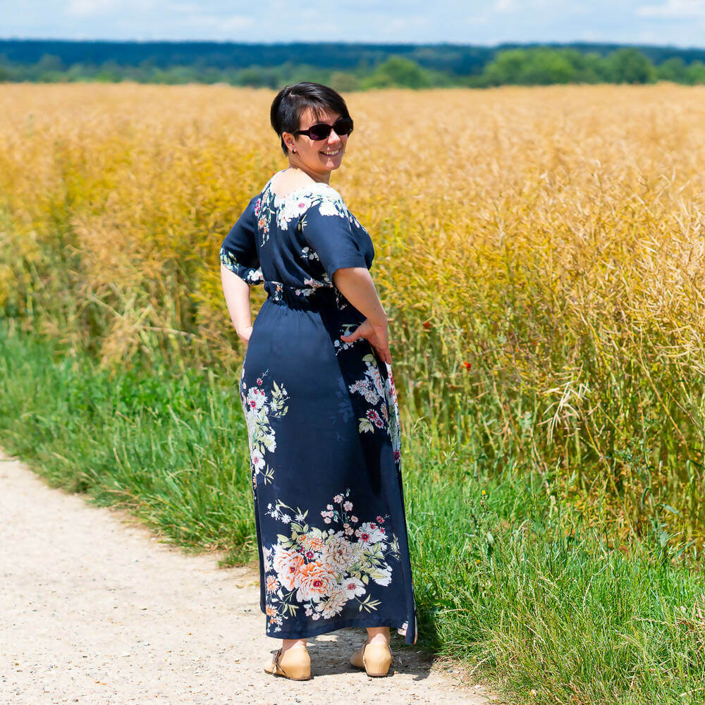 Robe longue, 34 au 52, 4 statures, patron débutant – Wasabi, modèle de couture pdf à télécharger, robe d'été légère kimono